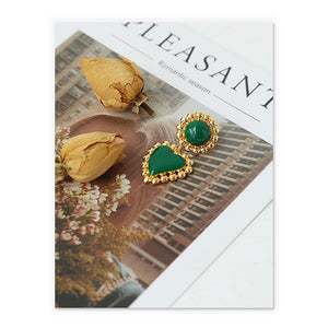 Heart-Shaped Drop Earrings In Gold And Enamel