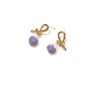 Baroque Pearl Drop Earrings in Gold and Enamel