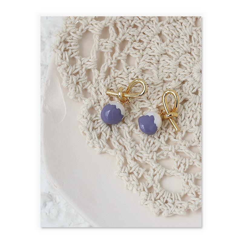 Baroque Pearl Drop Earrings in Gold and Enamel