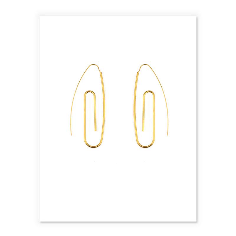 Paper Clip Earrings In Glod