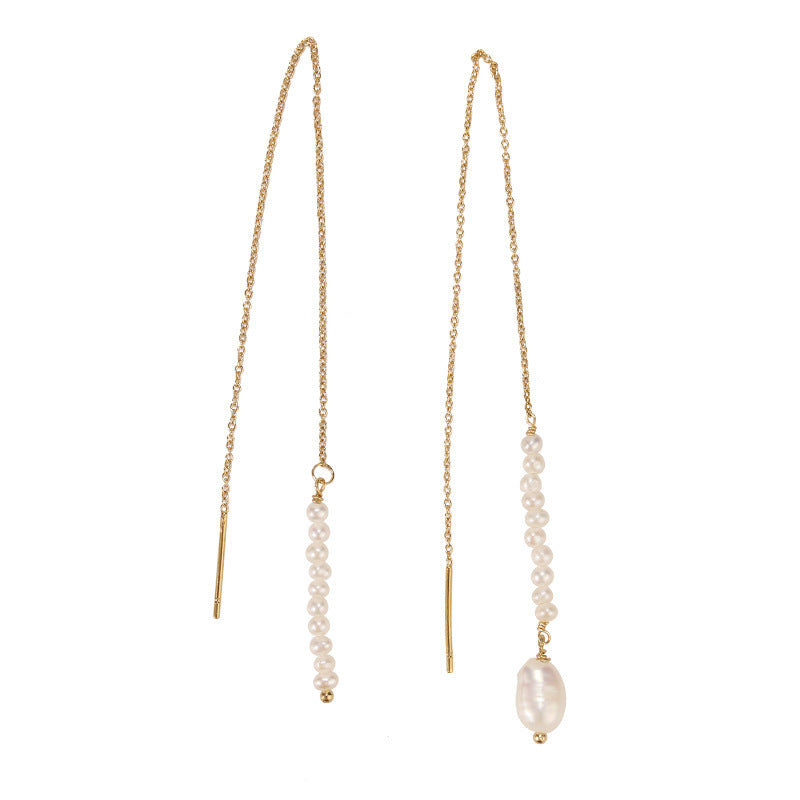Dainty Pearl Drop Earrings In Gold