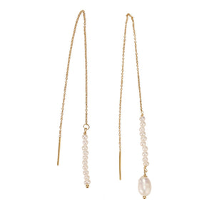 Dainty Pearl Drop Earrings In Gold