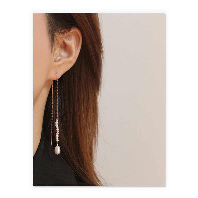 Dainty Pearl Drop Earrings In Gold