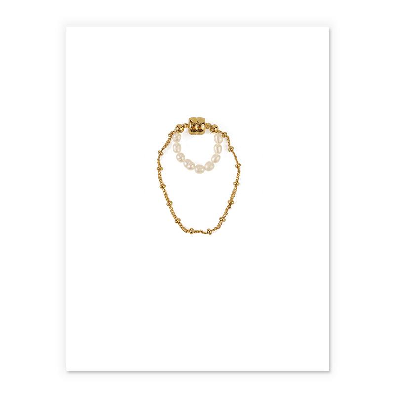 Dainty Pearl Ear Cuff in Gold