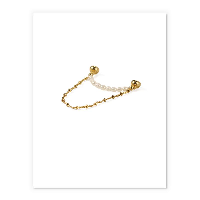 Dainty Pearl Ear Cuff in Gold