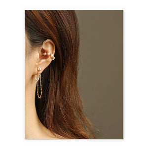 Dainty Pearl Ear Cuff in Gold
