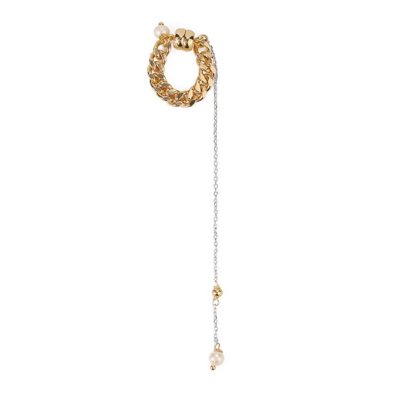 Dainty Pearl Drop Ear Cuff in Gold