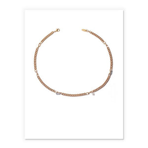 Bold And Thin Chain Necklace with Pearl In Gold