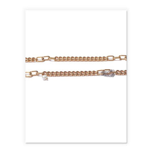 Bold And Thin Chain Necklace with Pearl In Gold