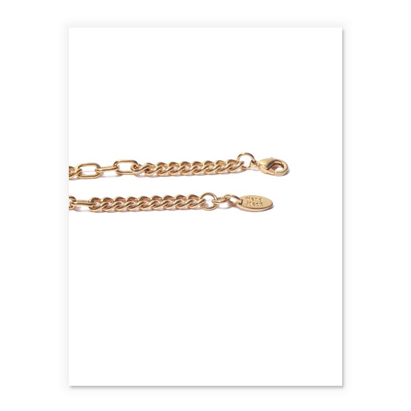 Bold And Thin Chain Necklace with Pearl In Gold