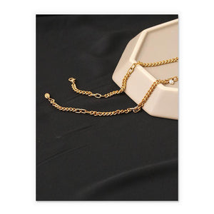 Bold And Thin Chain Necklace with Pearl In Gold