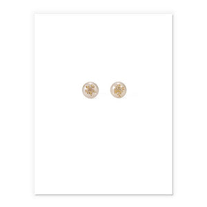 Small Pearl Stud Earrings Embellished With Gold Leaves