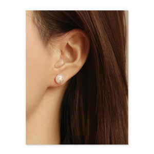 Large Pearl Stud Earrings Embellished With Gold Leaves