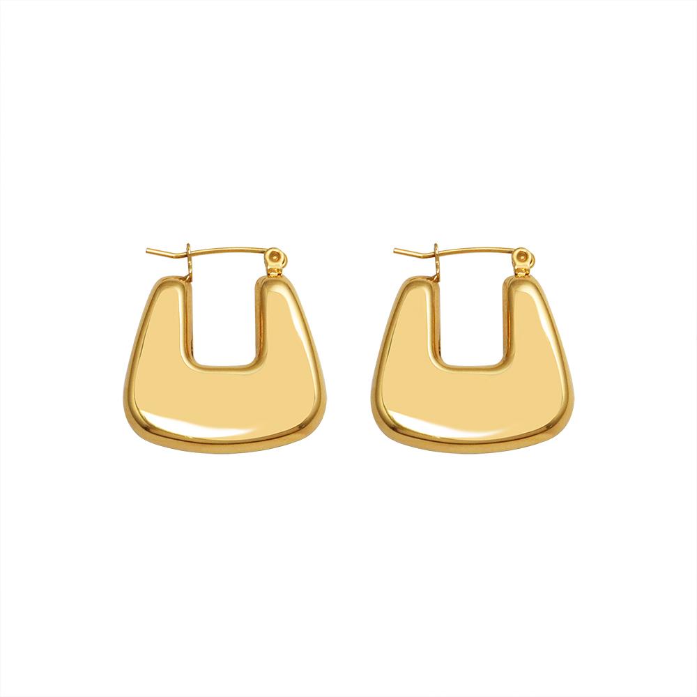 Bold U-Shaped Hoop Earrings In Gold