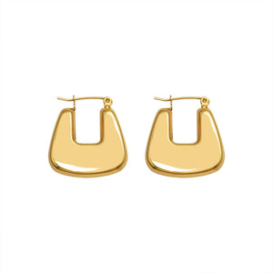 Bold U-Shaped Hoop Earrings In Gold