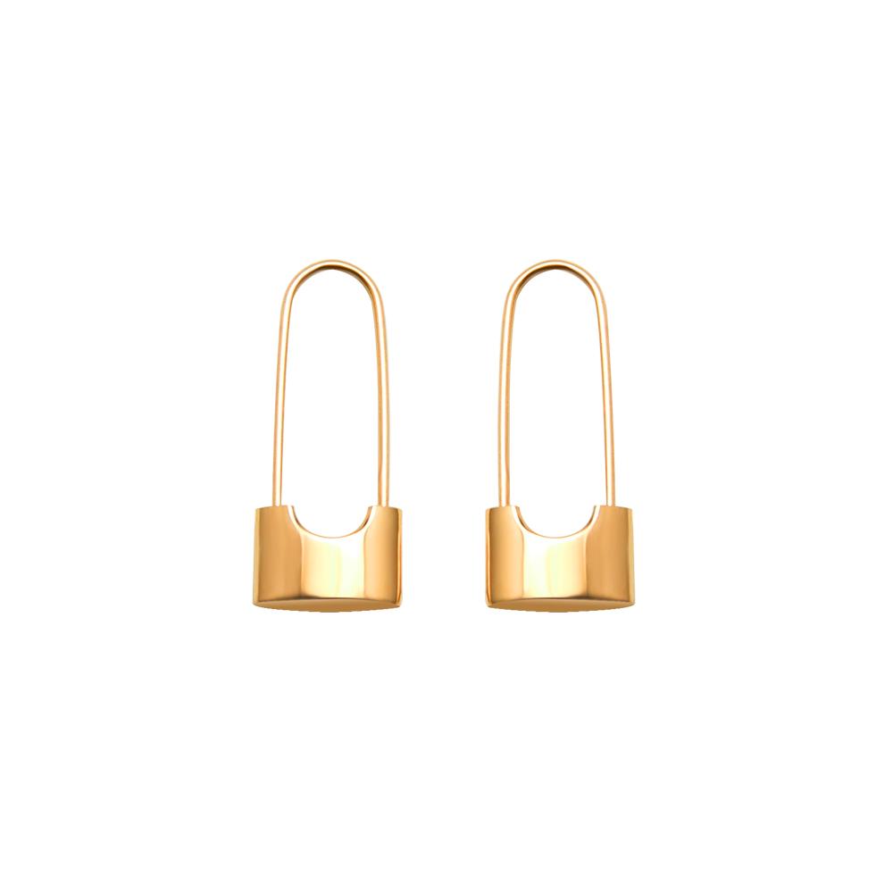 Safety Pin Hoop Earrings In Gold