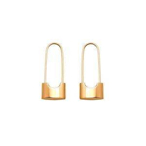 Safety Pin Hoop Earrings In Gold