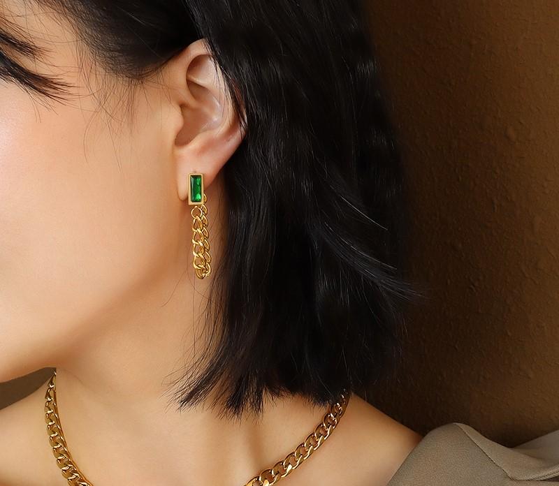Gemstone Chain Earrings In Gold