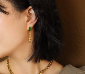 Gemstone Chain Earrings In Gold