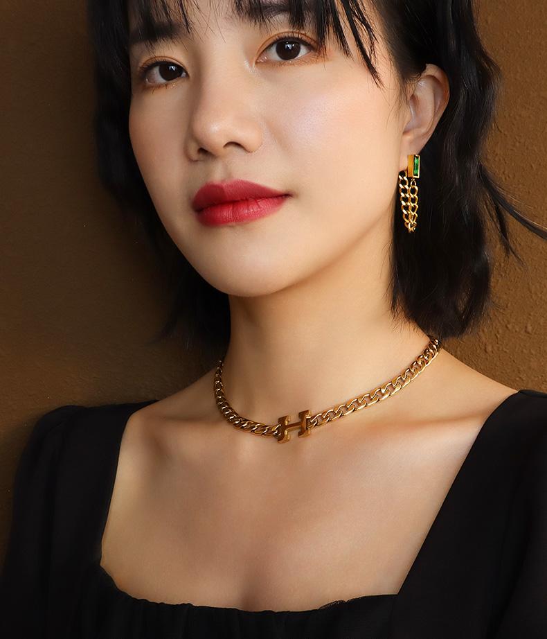Gemstone Chain Earrings In Gold
