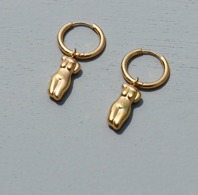 Lady Figure Drop Huggies In Gold