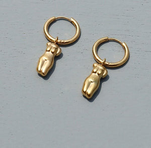 Lady Figure Drop Huggies In Gold