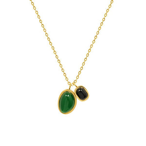 Double Gemstones Chain Necklace In Gold