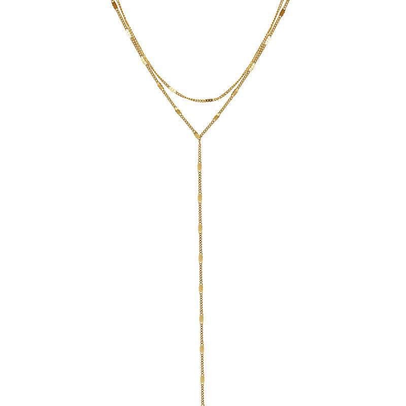 Short And Long Mariner Chain Layered Necklaces In Gold