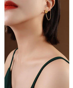 Her Majesty Medallion Ear Cuff/Stud Earring In Gold