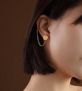 Her Majesty Medallion Ear Cuff/Stud Earring In Gold