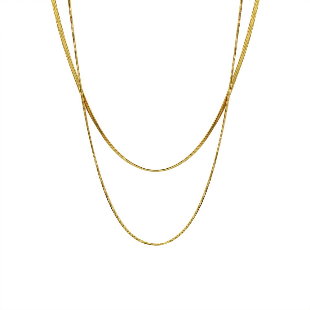 Simple Layered Chain Necklace In Gold