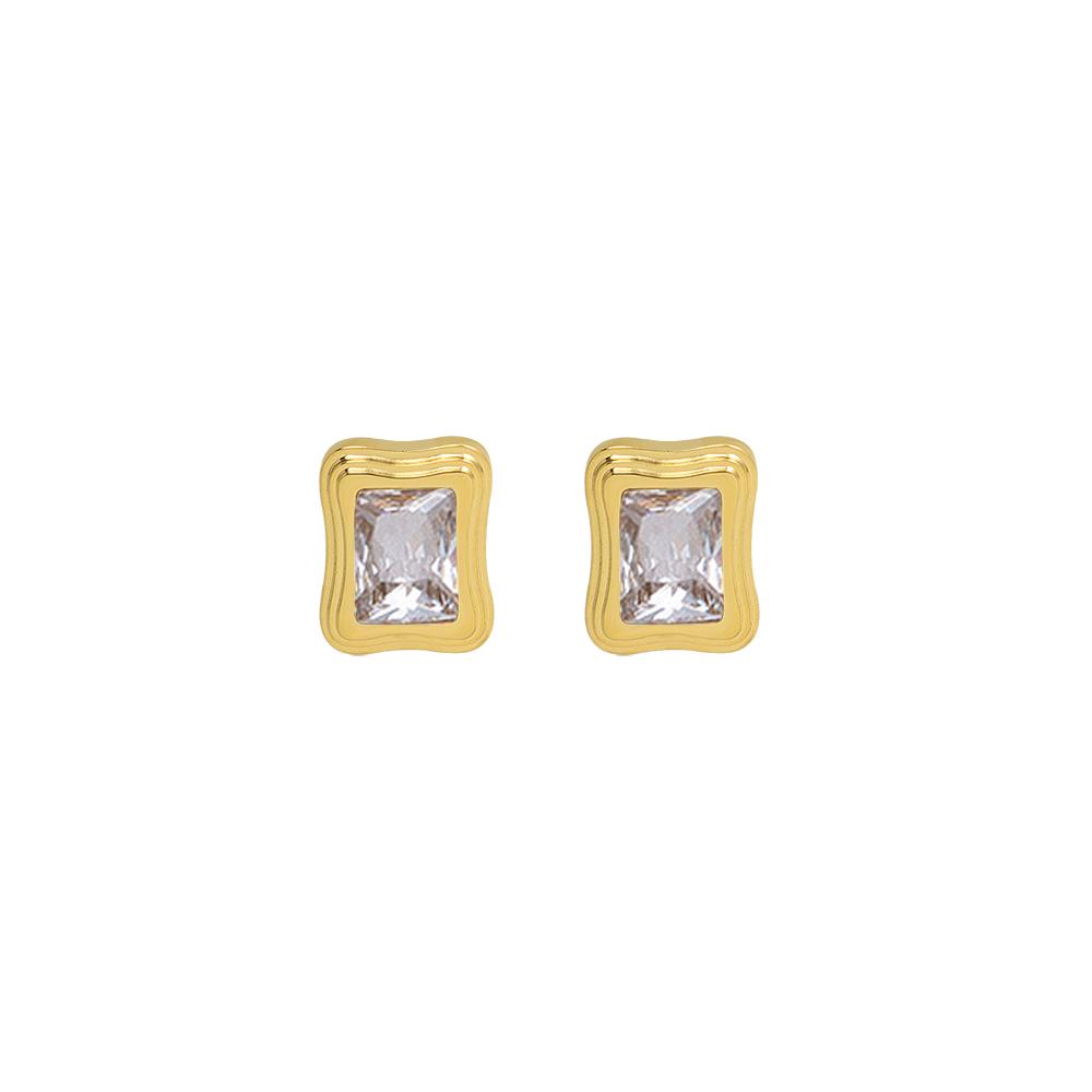 Gemstone Stud Earrings In Gold