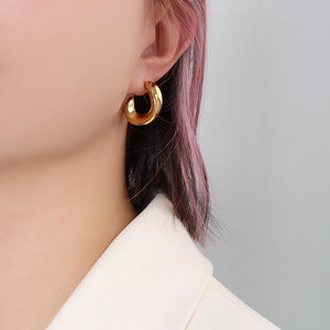 Chunky Swirl Hoops In Gold