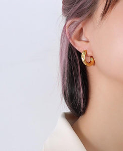 Chunky Swirl Hoops In Gold