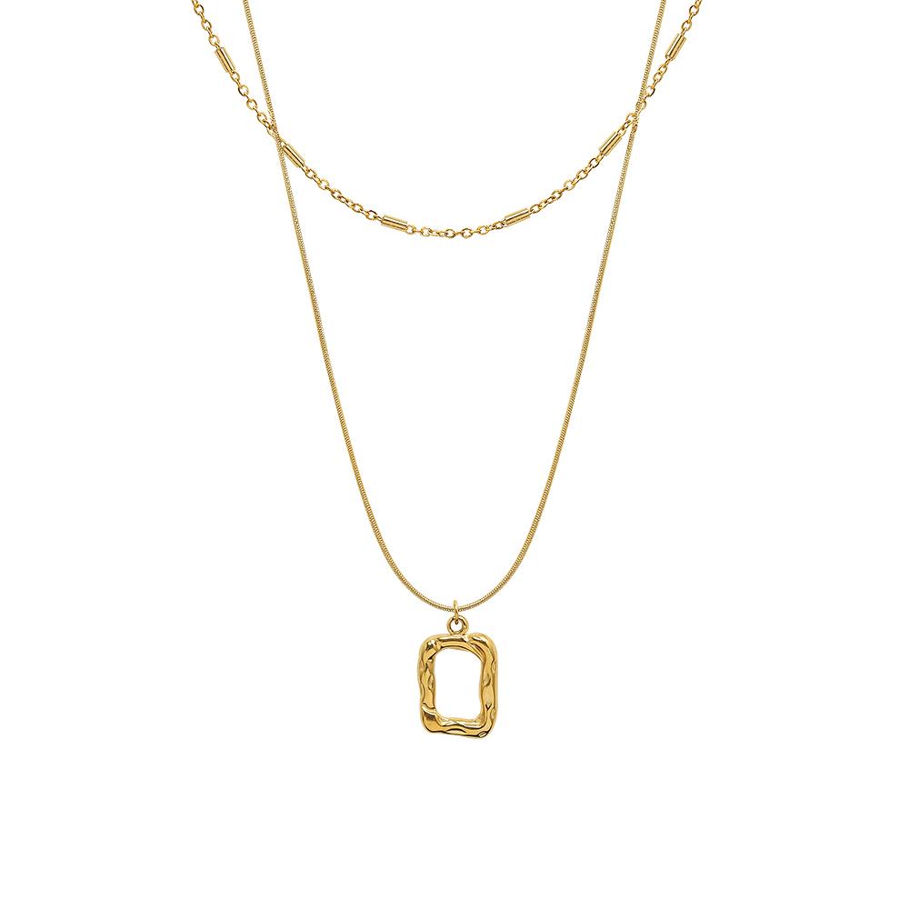 Cube Pendant Drop Layerd Necklace In Gold