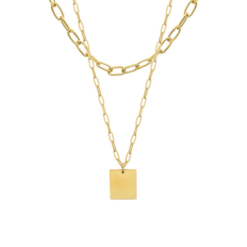 Cube Pendant Layerd Necklace