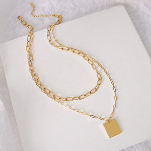 Cube Pendant Layerd Necklace